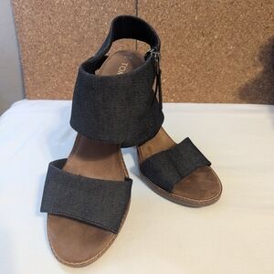 TOMS Majorca Cutout Sandals in Black Denim Size 10